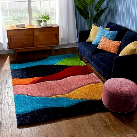 Modern Multicolor Geometric Living Rug